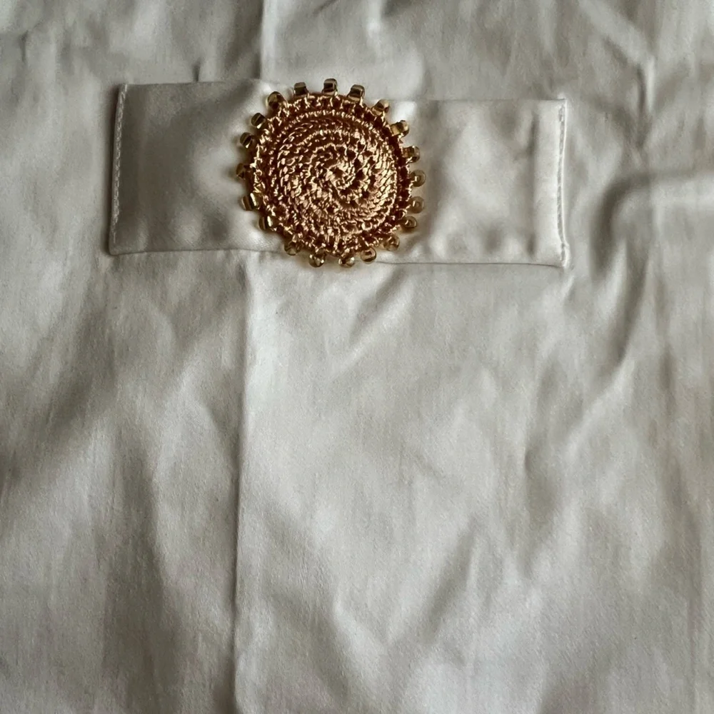 My Beachy side Ivory Embellished Shirt dress  with Gold Medallions